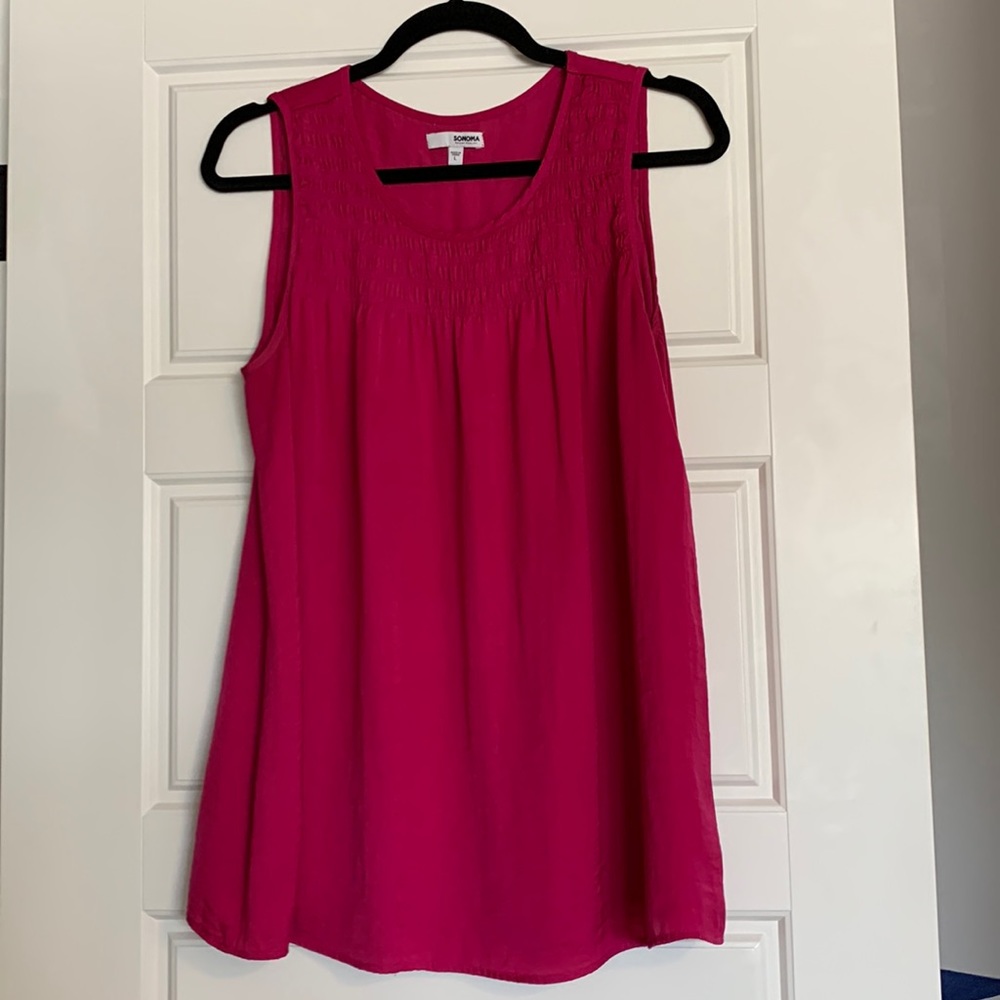 Magenta flowy tank top